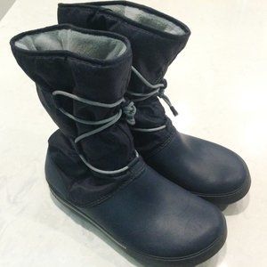 Crocs Boots W9 Navy Crocband Cinch Boot Rain Snow Fleece Lined